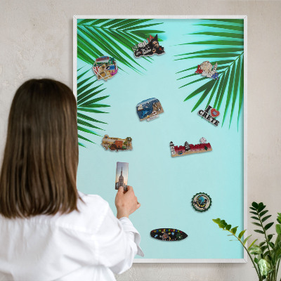 Magnetisch bord voor de muur met witte lijst Groene bladeren