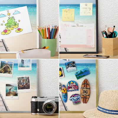 Magnetisch bord van metaal in een witte lijst Ocean Pier