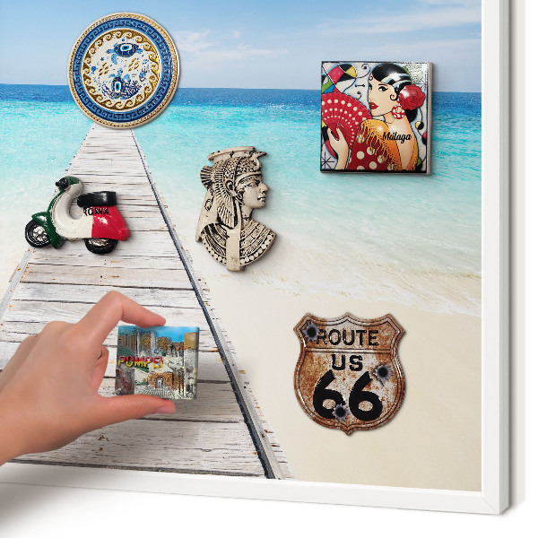 Magnetisch bord van metaal in een witte lijst Ocean Pier