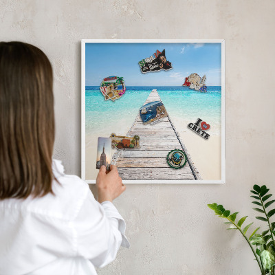 Magnetisch bord van metaal in een witte lijst Ocean Pier