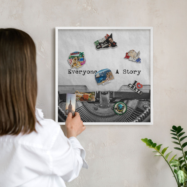 Magnetisch bord voor de muur met witte lijst Vintage machine