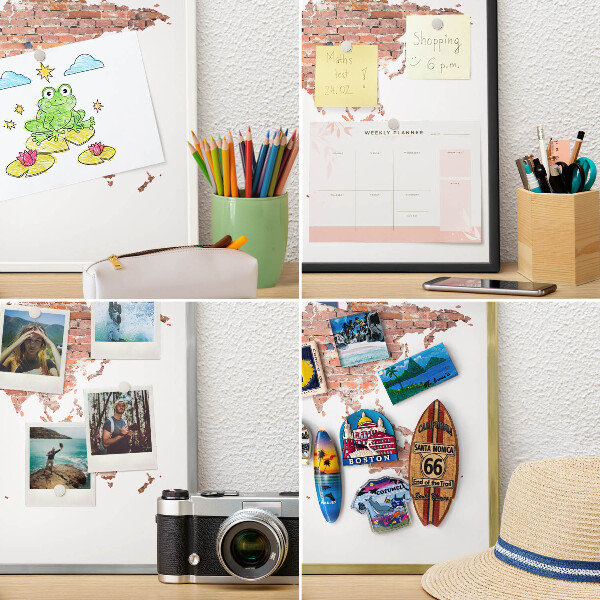 Magnetisch bord voor de muur met witte lijst Bakstenen plattegrond