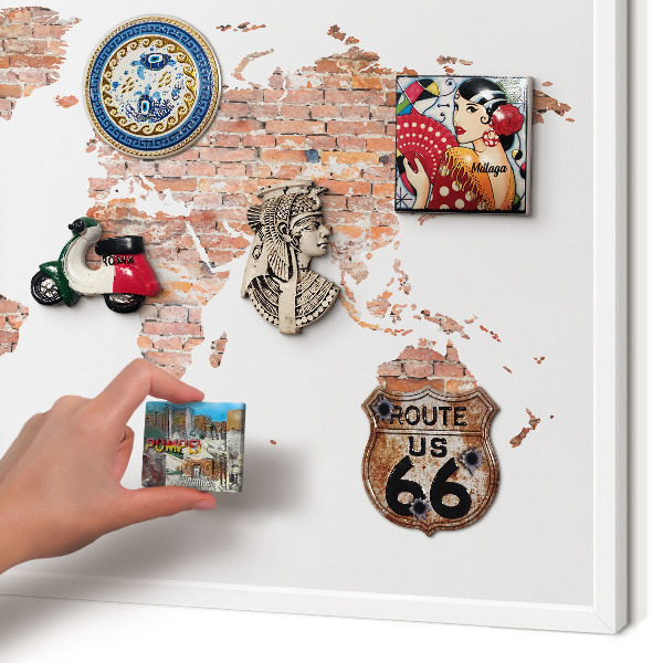 Magnetisch bord voor de muur met witte lijst Bakstenen plattegrond