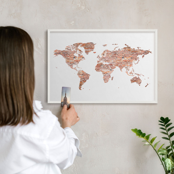 Magnetisch bord voor de muur met witte lijst Bakstenen plattegrond