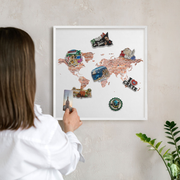 Magnetisch bord voor de muur met witte lijst Bakstenen plattegrond