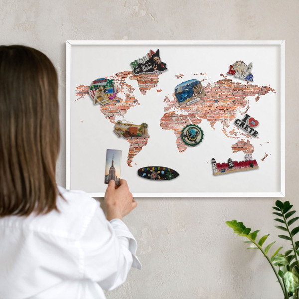 Magnetisch bord voor de muur met witte lijst Bakstenen plattegrond