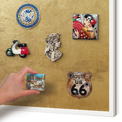 Magnetisch bord voor de muur met witte lijst Gele textuur