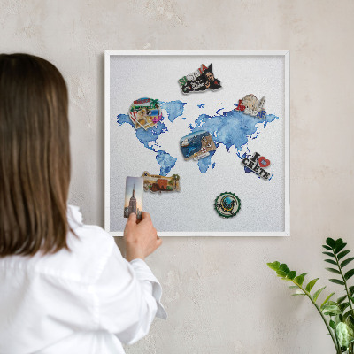 Magnetisch bord van metaal in een witte lijst Aquarelkaart