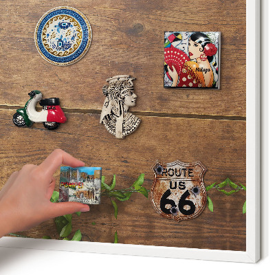 Magnetisch bord voor de muur met witte lijst Hout natuur