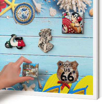 Magnetisch bord voor de muur met witte lijst Vakantiestrand
