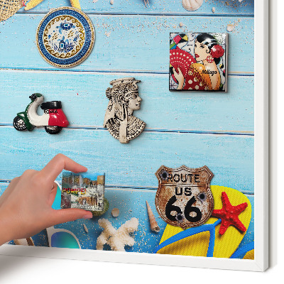 Magnetisch bord voor de muur met witte lijst Vakantiestrand