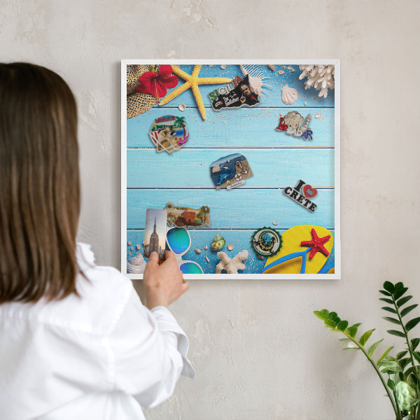 Magnetisch bord voor de muur met witte lijst Vakantiestrand