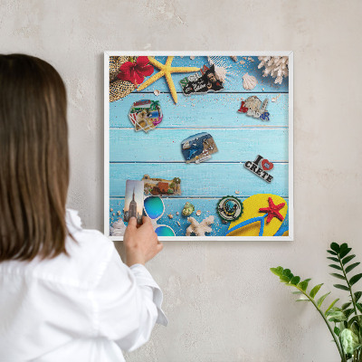 Magnetisch bord voor de muur met witte lijst Vakantiestrand