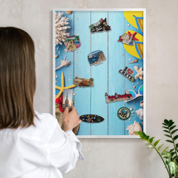 Magnetisch bord voor de muur met witte lijst Vakantiestrand