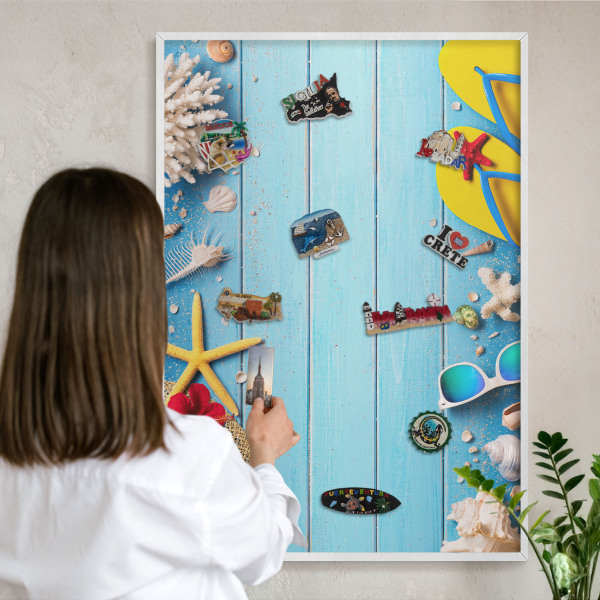 Magnetisch bord voor de muur met witte lijst Vakantiestrand