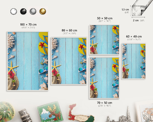 Magnetisch bord voor de muur met witte lijst Vakantiestrand