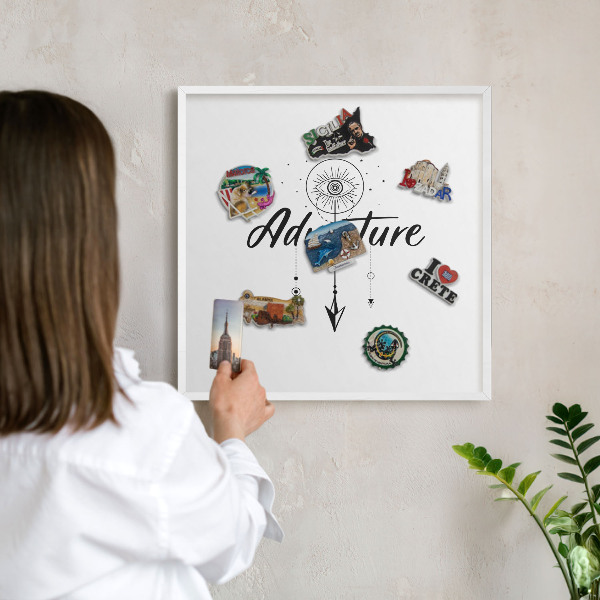 Magnetisch bord van metaal in een witte lijst Avontuurthema