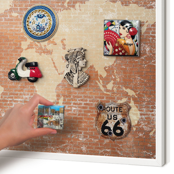 Magnetisch bord voor de muur met witte lijst Bakstenen plattegrond