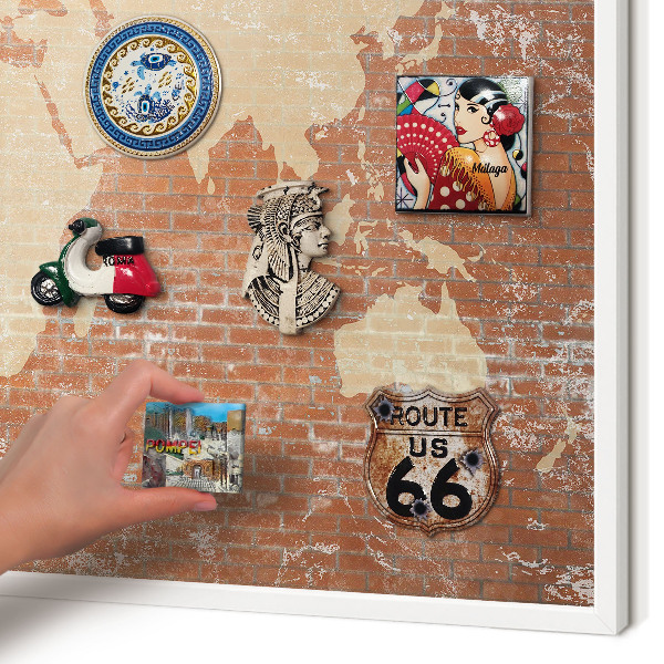 Magnetisch bord voor de muur met witte lijst Bakstenen plattegrond