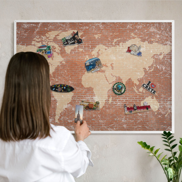Magnetisch bord voor de muur met witte lijst Bakstenen plattegrond