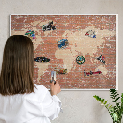 Magnetisch bord voor de muur met witte lijst Bakstenen plattegrond