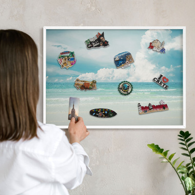 Magnetisch bord voor de muur met witte lijst Maritieme harmonie