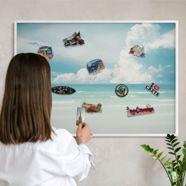 Magnetisch bord voor de muur met witte lijst Maritieme harmonie