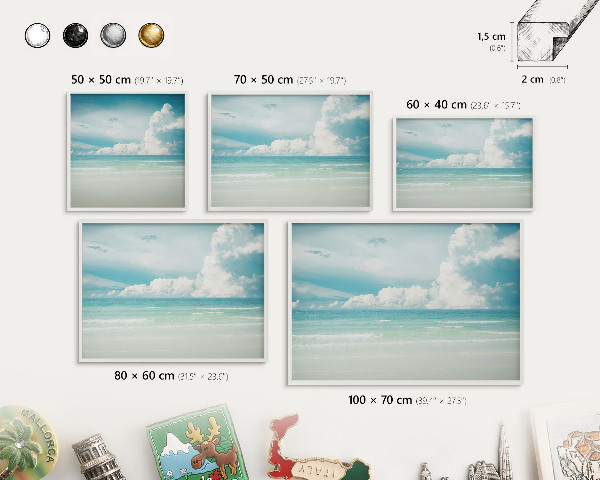 Magnetisch bord voor de muur met witte lijst Maritieme harmonie