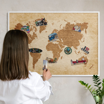 Magnetisch bord voor de muur met witte lijst Vintage kaart