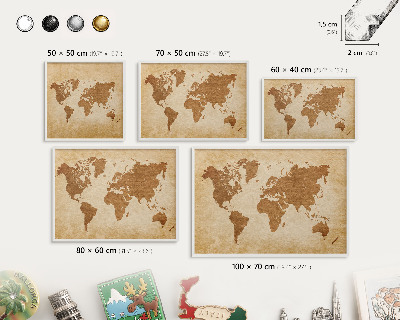 Magnetisch bord voor de muur met witte lijst Vintage kaart