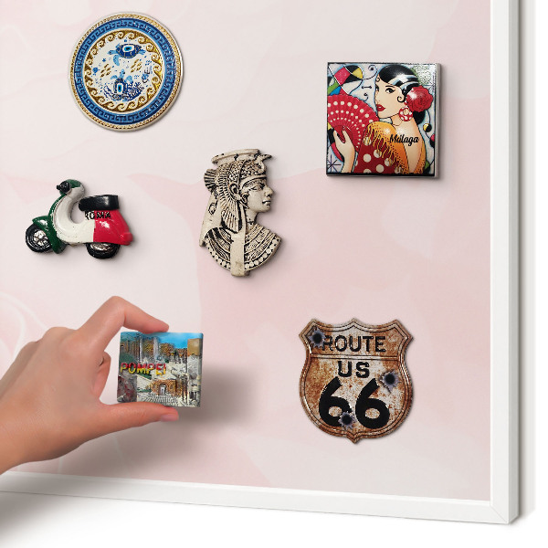 Magnetisch bord voor de muur met witte lijst Delicaat roze