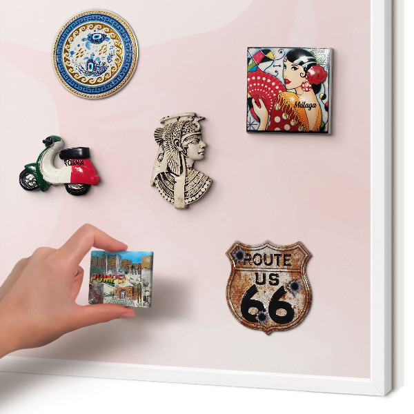 Magnetisch bord voor de muur met witte lijst Delicaat roze