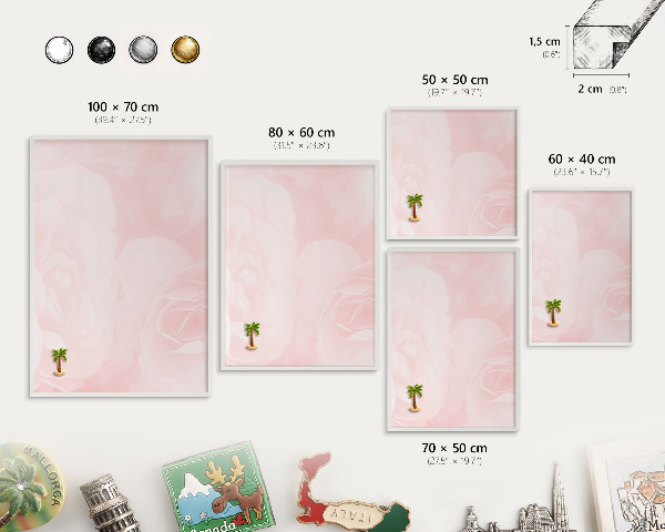 Magnetisch bord voor de muur met witte lijst Delicaat roze