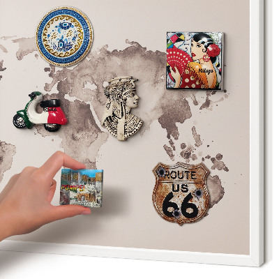 Magnetisch bord voor de muur met witte lijst Wereldkaart