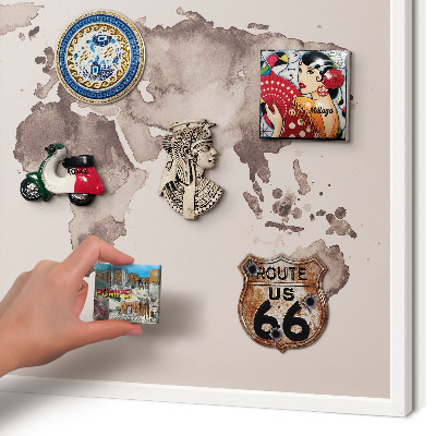 Magnetisch bord voor de muur met witte lijst Wereldkaart