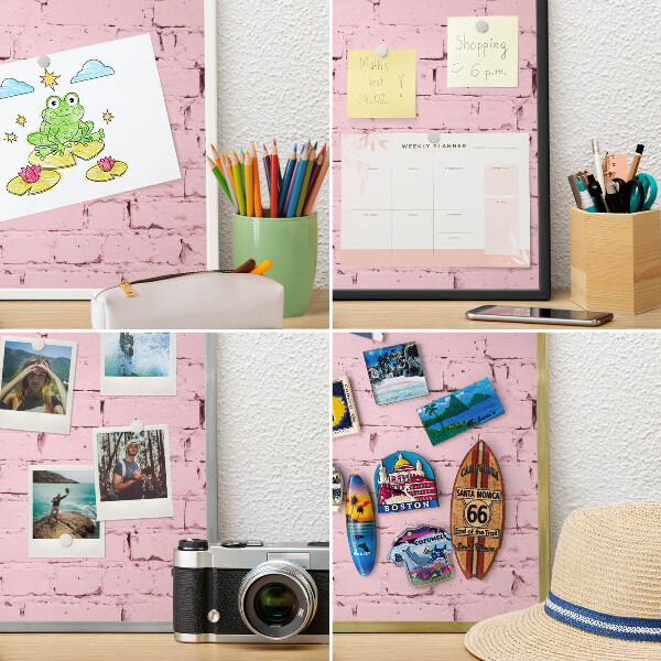 Magnetisch bord voor de muur met witte lijst Roze baksteen