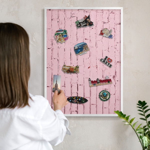 Magnetisch bord voor de muur met witte lijst Roze baksteen