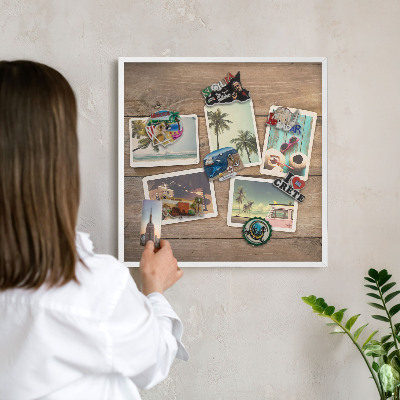 Magnetisch bord voor de muur met witte lijst Vakantienostalgie