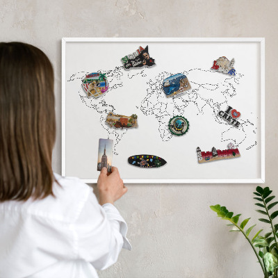 Magnetisch bord van metaal in een witte lijst Contourkaart