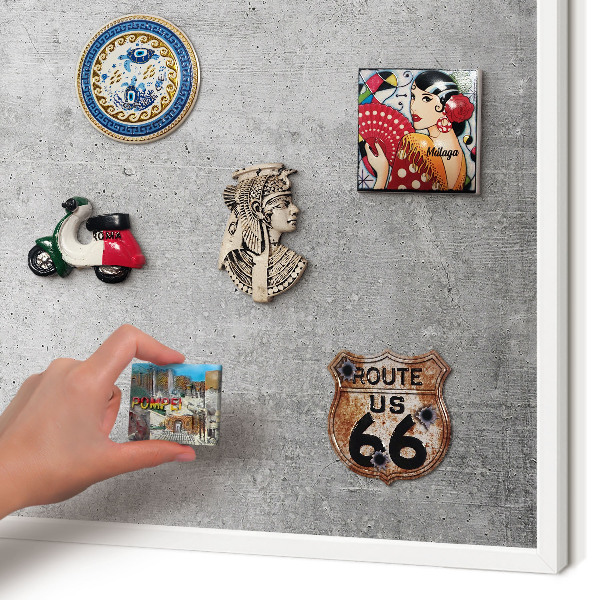 Magnetisch bord voor de muur met witte lijst Betonpatroon