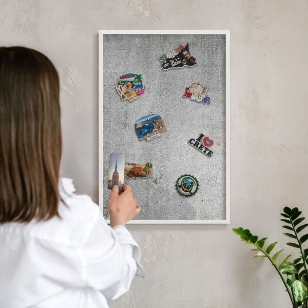 Magnetisch bord voor de muur met witte lijst Betonpatroon