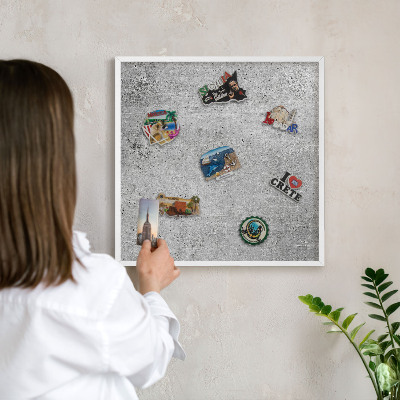 Magnetisch bord voor de muur met witte lijst Betonpatroon