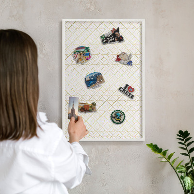 Magnetisch bord voor de muur met witte lijst Bladgeometrie