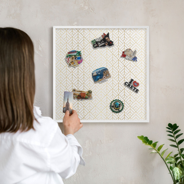 Magnetisch bord voor de muur met witte lijst Bladgeometrie