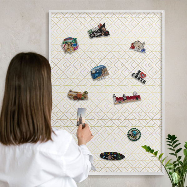 Magnetisch bord voor de muur met witte lijst Bladgeometrie