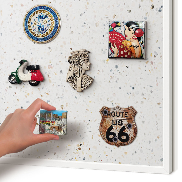 Magnetisch bord voor de muur met witte lijst Terrazzo-patroon