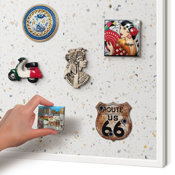 Magnetisch bord voor de muur met witte lijst Terrazzo-patroon
