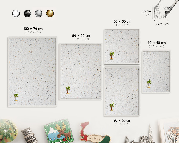 Magnetisch bord voor de muur met witte lijst Terrazzo-patroon