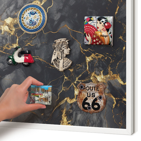 Magnetisch bord van metaal in een witte lijst Fijne aderen