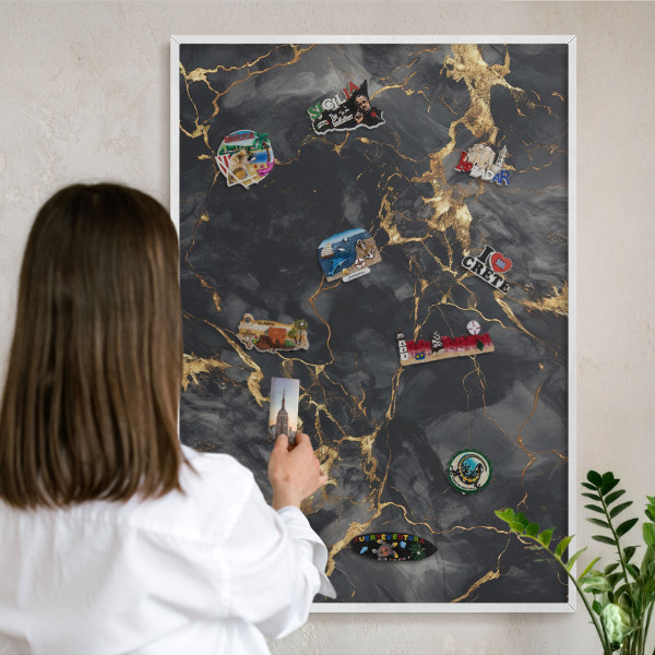Magnetisch bord van metaal in een witte lijst Fijne aderen